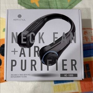 HEPA COOL Neck Fan + Air Purifier - Black/Blue Accent